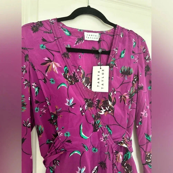 Tanya Taylor Nomi Vines Faux Wrap Silk Dress Size S - Picture 4 of 12